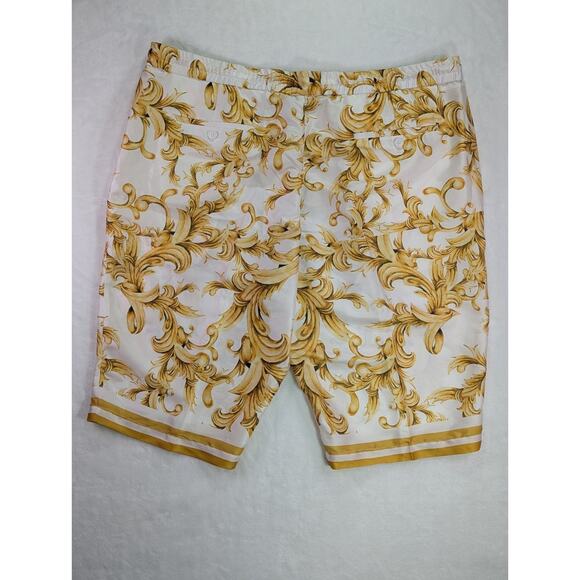 Gold 44W Baroque Style Print Elastic,Button, & Zip Shorts by Cigar Couture - Picture 8 of 11